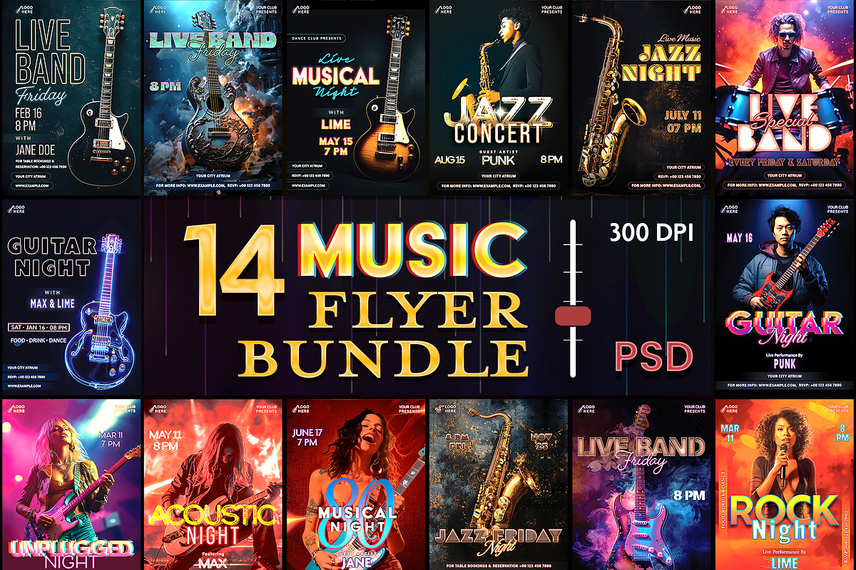 Music Event Flyer Templates Bundle, a Marketing Template by Allies Interactive (Photo 1 of 5)