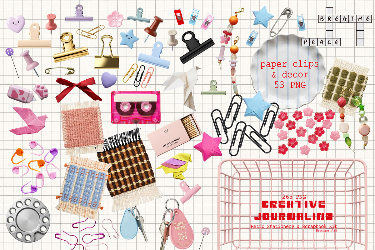 Retro Journaling Scrapbook Kit, an Object Graphic by DreamoraArt (Photo 3 of 12)