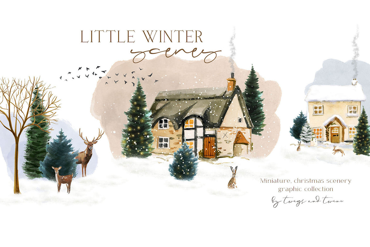 Watercolor Christmas Scenes, an Animal Illustration by Twigs and Twine (Photo 13 of 15)