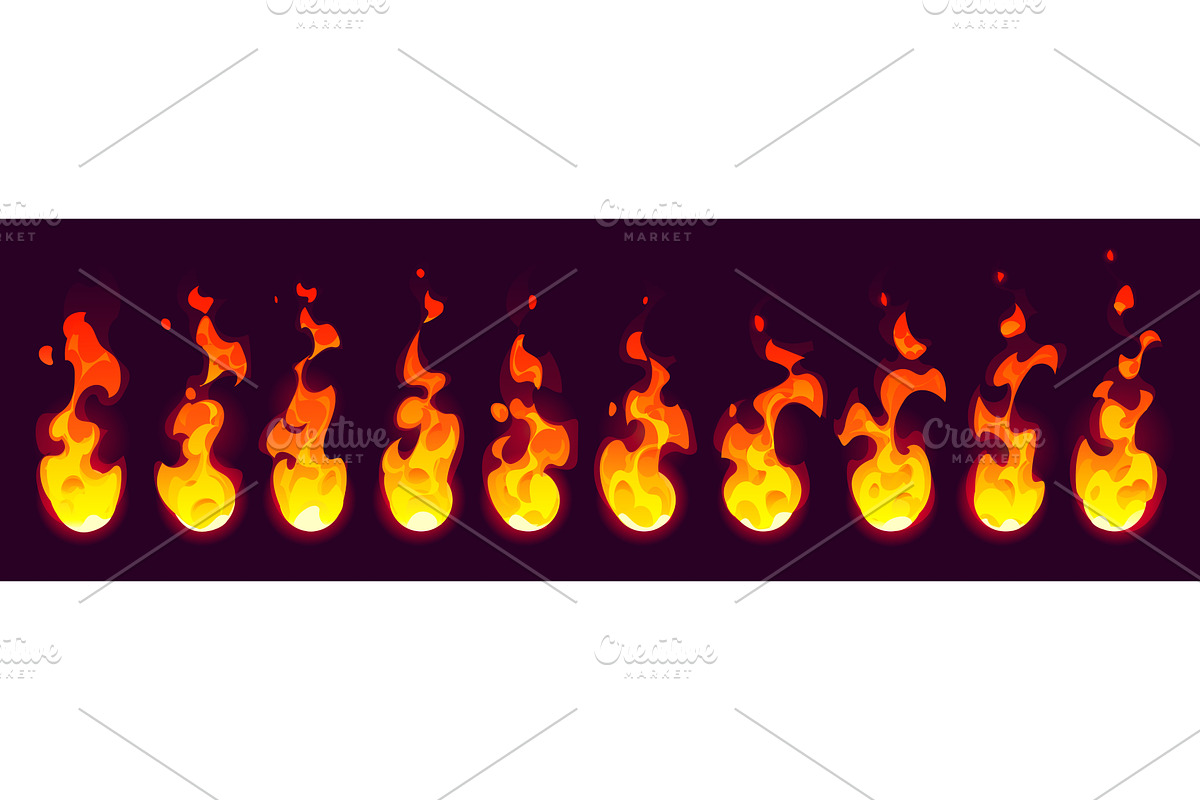 Fire flame sprite sheet, fx effect, a Decorative Illustration by Vector ...