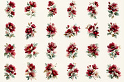 Watercolor Burgundy Florals Png, an Illustration by DreamCafeArt (Thumbnail 2 of 6)