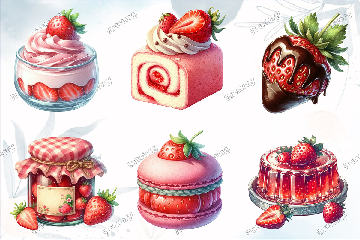 Watercolor Strawberry Desserts Clip, a Graphic by designcity5 (Photo 2 of 5)
