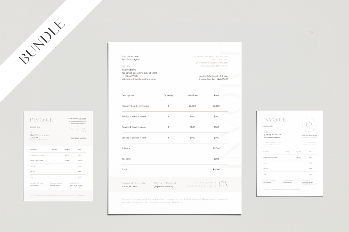 BUNDLE: Real Estate Invoice Template, a Branding & Logo Template by EstateElements (Photo 1 of 8)
