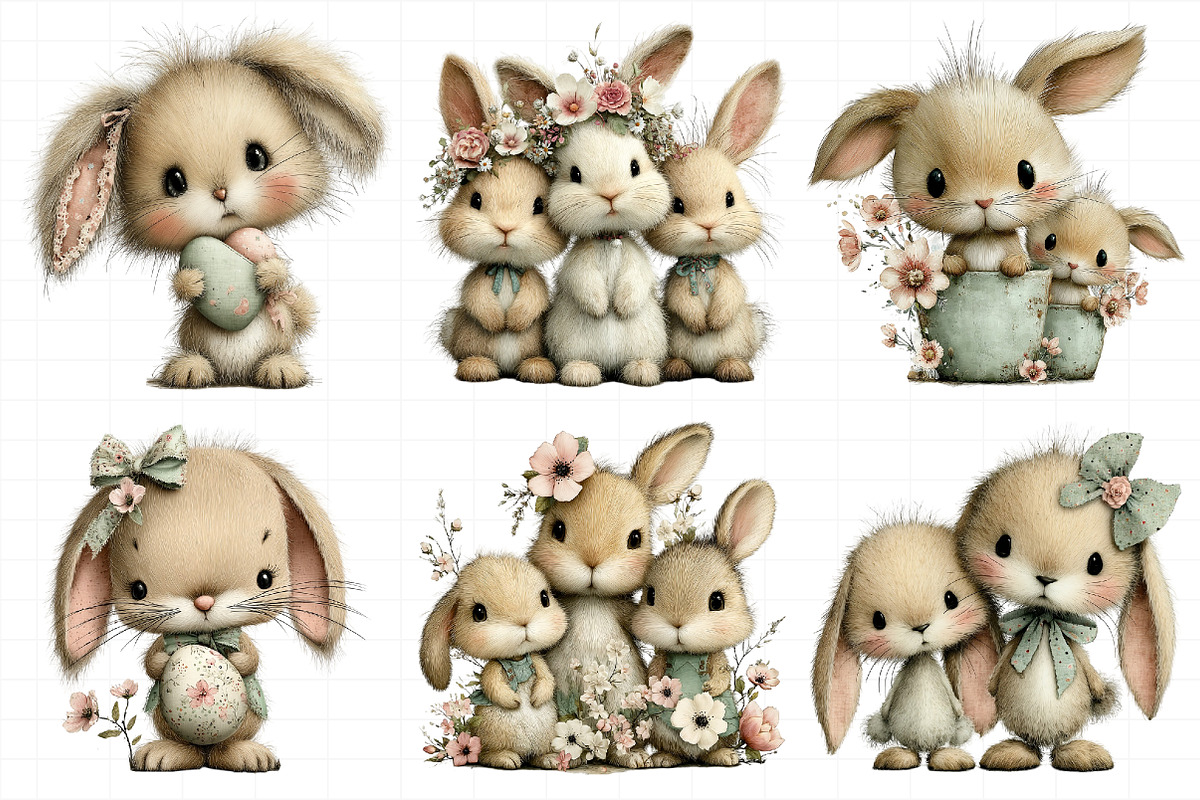 Watercolor Pink Bunnies Easter Clipa, an Illustration by Daily.Designs (Photo 6 of 8)