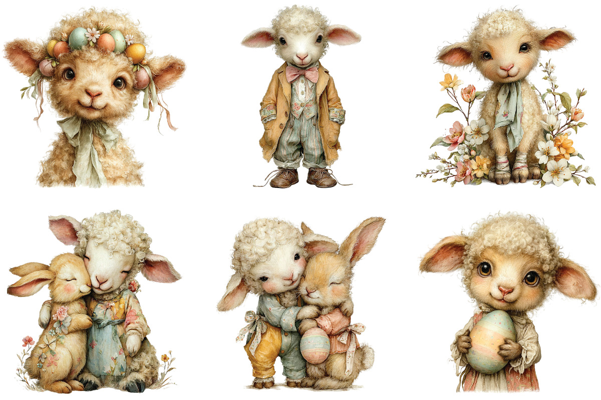 Watercolor Easter Sheep Clipart, an Illustration by CraftArtStudio (Photo 5 of 6)