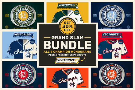 Get all 4 Retro-Era Baseball Serifs, a Symbol Font by Para-Scope Design