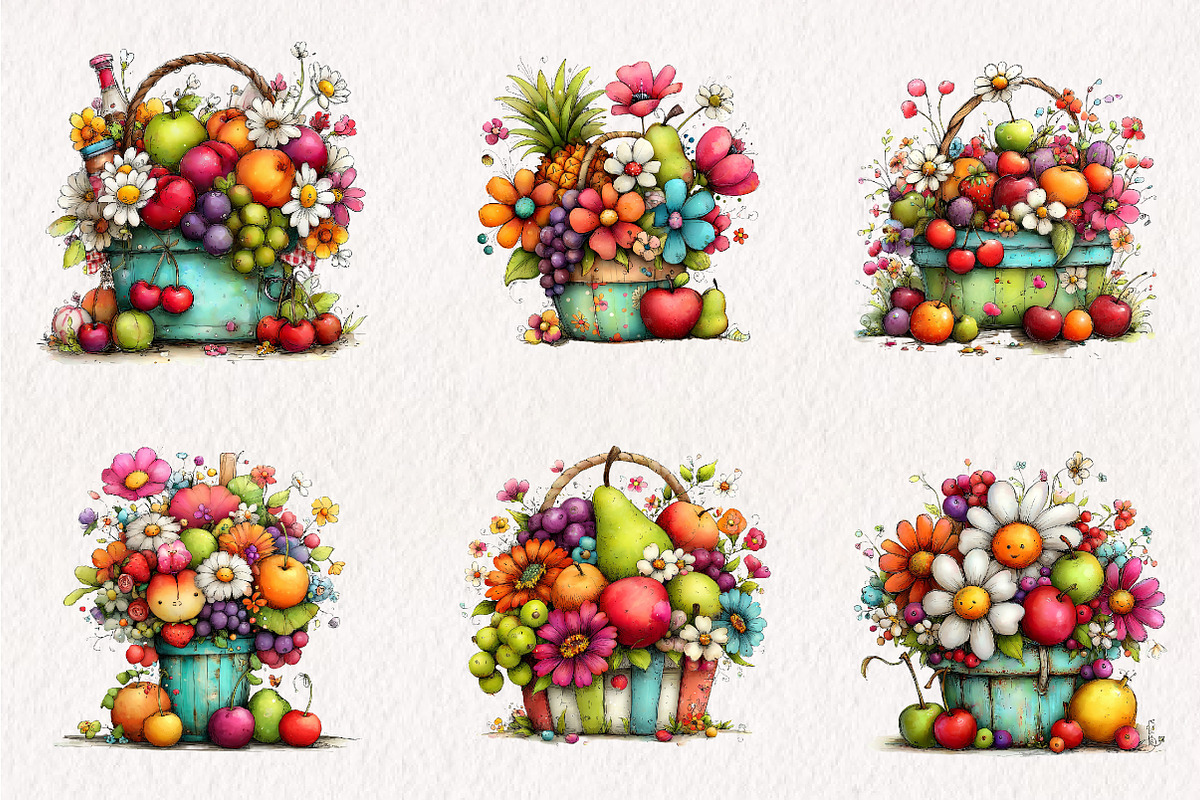 Whimsical Summer Picnic Basket Clipa, an Illustration by CreationArt (Photo 5 of 7)