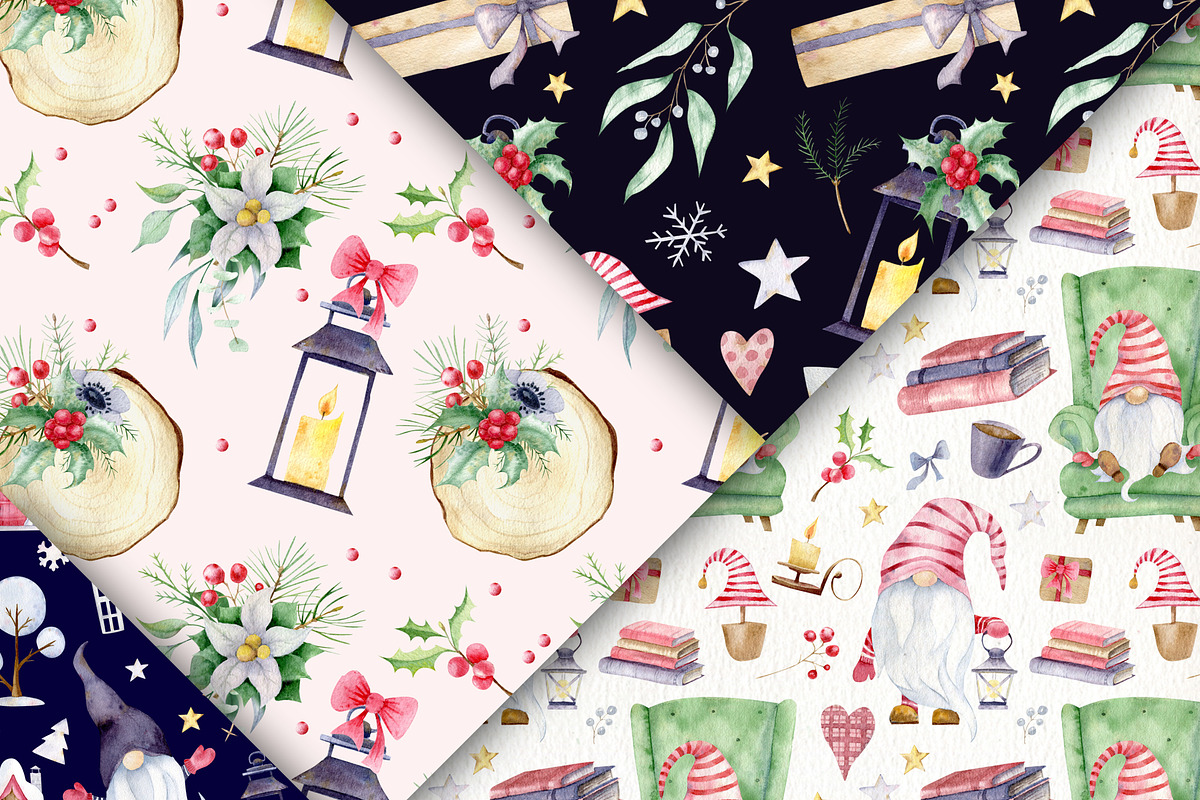 Christmas gnome watercolor clipart, a Decorative Illustration by Nebbia (Photo 11 of 12)