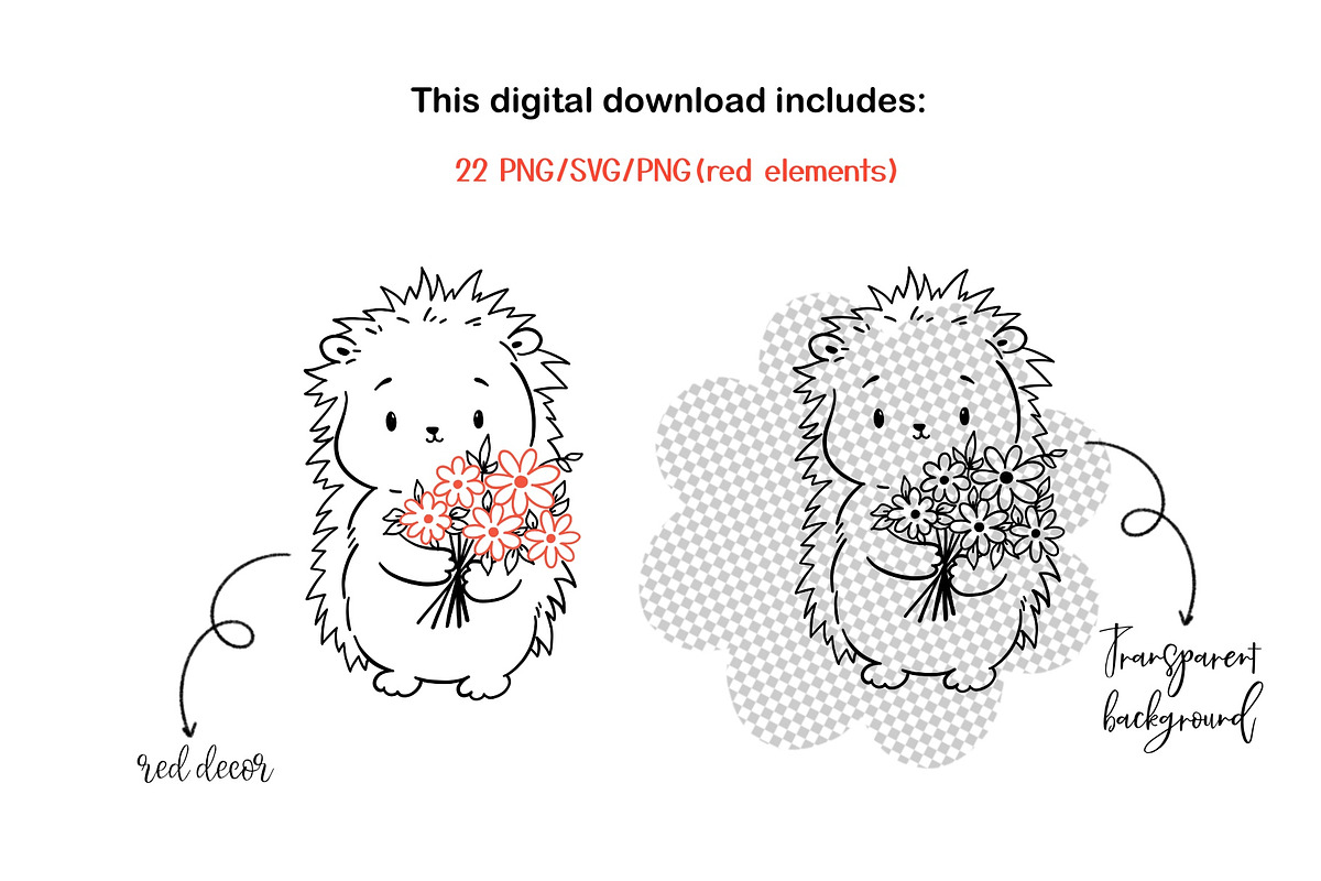Valentine Animals Clipart Line Art, an Animal Illustration by ArtGiftsStudio (Photo 5 of 5)