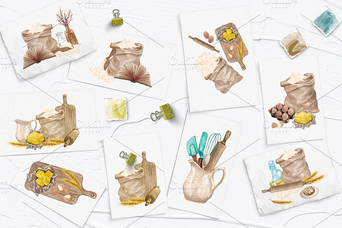 Baking Watercolor Set, a Food Illustration by BarvArt (Photo 4 of 16)
