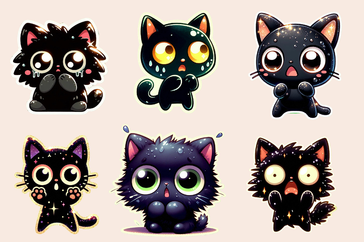 Frightened Black Cat Sticker Clipart, an Illustration by Designworld (Photo 2 of 5)