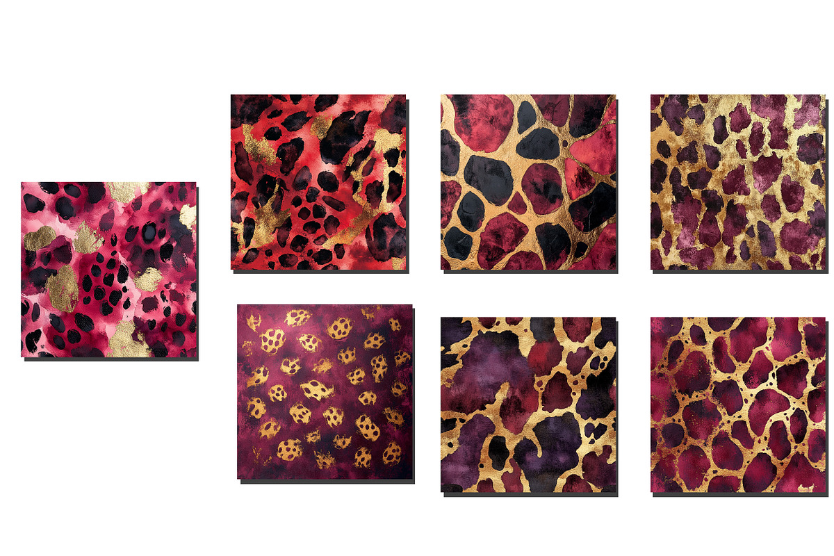 Burgundy and Gold Leopard Digital Pa, an Illustration by Designworld (Photo 2 of 5)