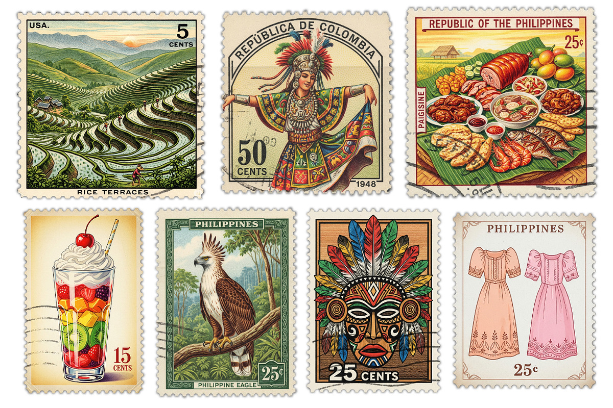 Philippines Postage Stamps Clipart, an Illustration by Dream Creation (Photo 5 of 6)