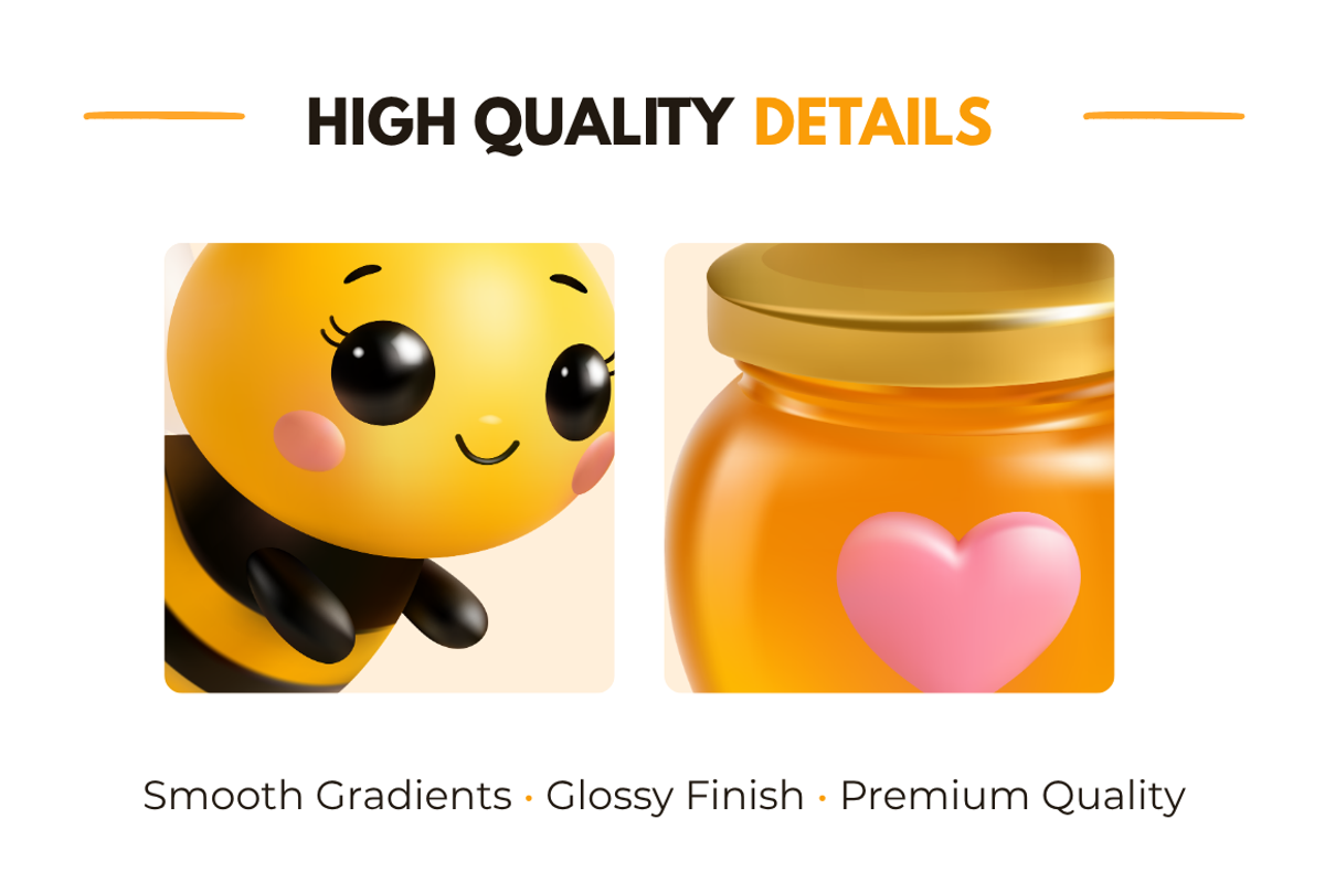 3D Honey Vector Elements, an Object Illustration by Bielousova Art (Photo 2 of 3)