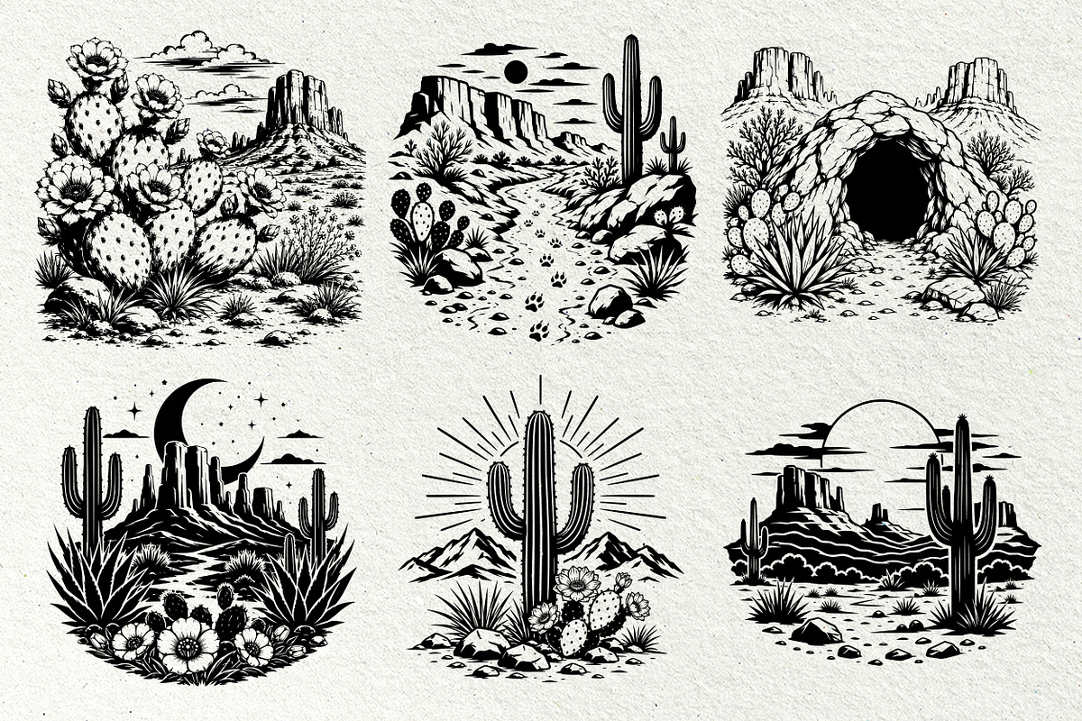 Desert Scenes Line Art Graphics, a Decorative Illustration by DENIDigitalArtSudio (Photo 8 of 10)