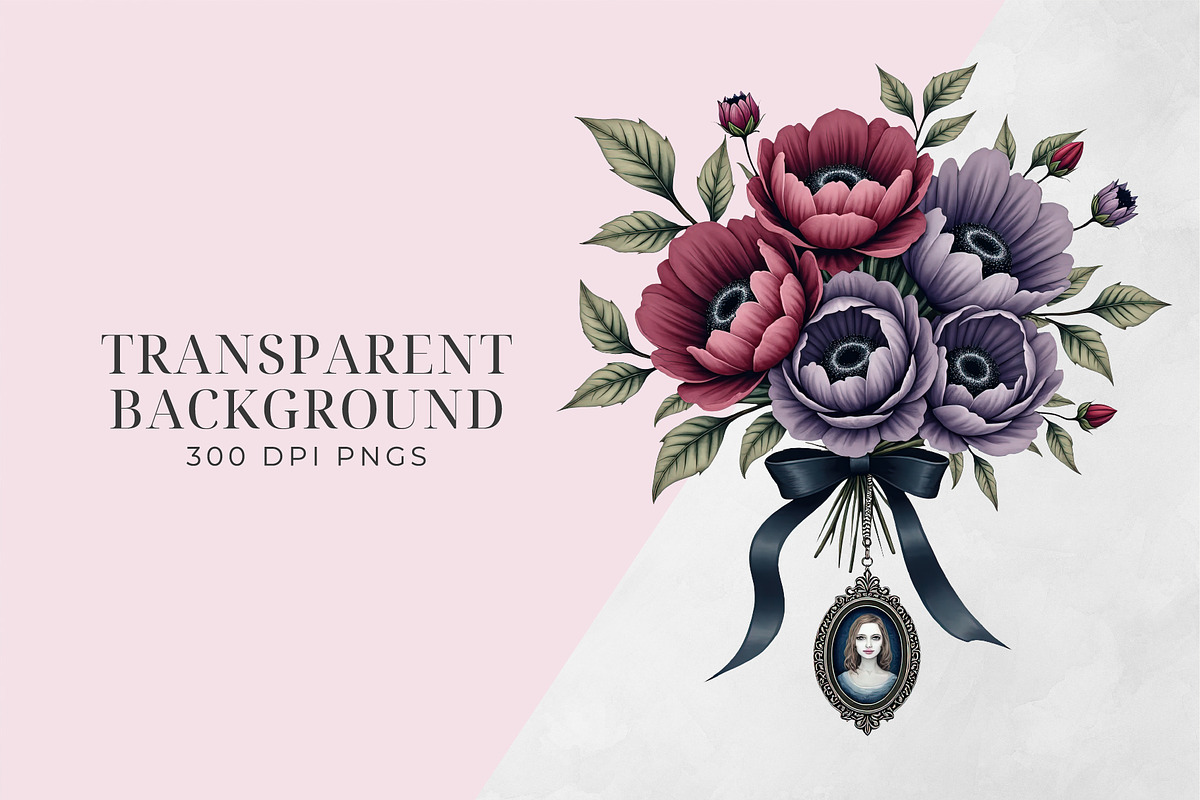 Gothic Garden Floral Clipart PNG, an Object Graphic by Printable Pretty Studio (Photo 3 of 5)