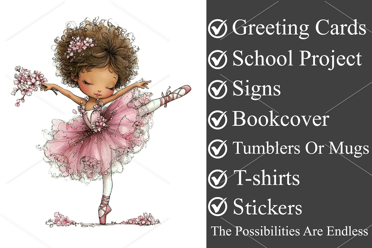 Whimsical Pink Ballerina Girl PNG, a Seasonal Illustration by Canvas Craft (Photo 3 of 7)