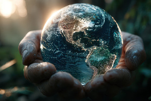 Earth in Hands Global Care Environme, a Photo by Pixeness Studio