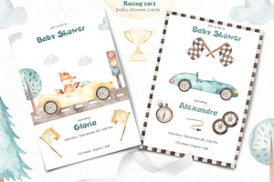 Racing Cars Watercolor Collection