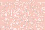 Outline hand drawn faces pattern eps, a Background Graphic by Mary P (Thumbnail 3 of 3)