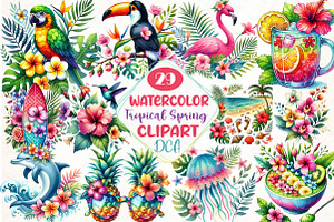 Tropical Spring Clipart, an Illustration by DreamCafeArt