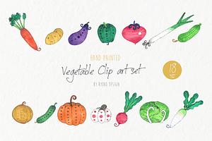 watercolor vegetable hand paint food