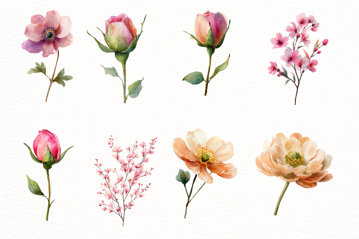 Romance Floral, Watercolor clipart, an Illustration by Designworld (Photo 3 of 5)