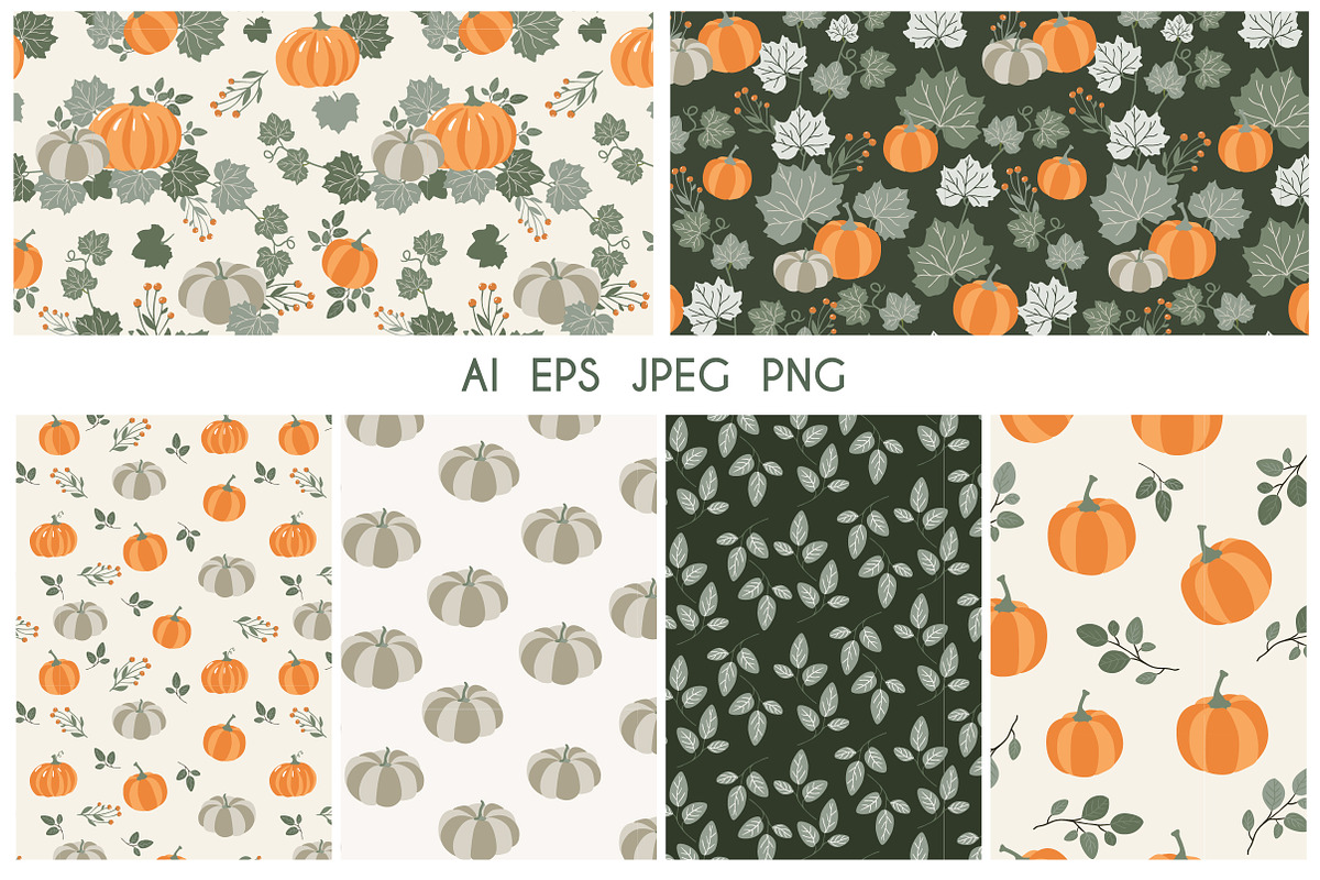 Autumn Pumpkins patterns set, a Pattern Graphic by Cozy pattern shop (Photo 5 of 5)