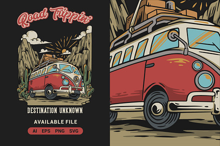 Road Trippin Vector Illustration