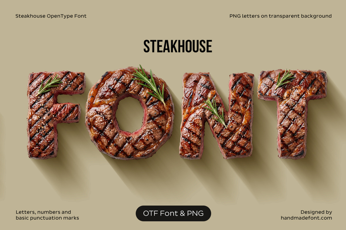 Steakhouse Font, a Sans Serif Font by Handmadefont (Photo 1 of 14)