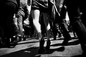 Crowd of people walking together, a Photo by Pavel_design