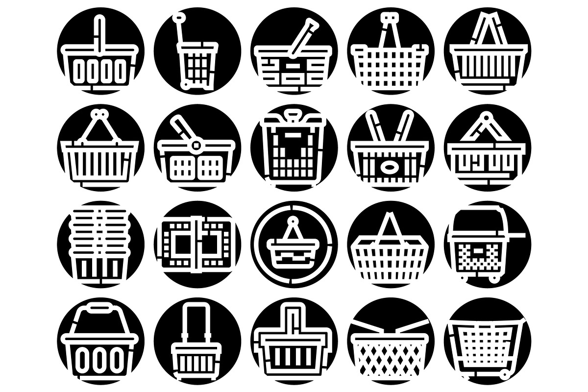 Shopping baskets and carts icon set, an Object Graphic by pikepicture (Photo 2 of 3)