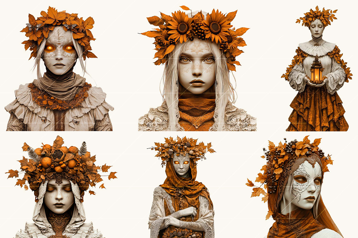 Surreal Art Autumn Girls Clipart, a Person Illustration by BusyDaydesign (Photo 3 of 9)