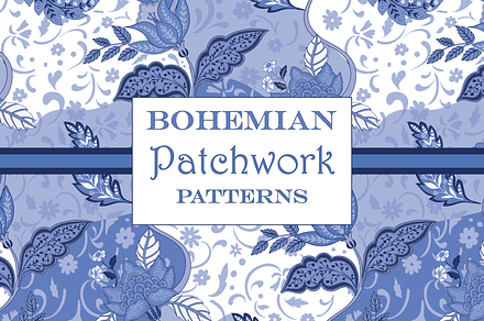 Blue White Patchwork Boho Patterns