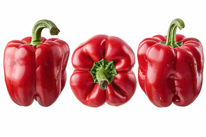 Ripe red peppers isolated on white background, a Food & Drink Photo by AlyaAnd