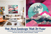 4 Pink Landscape Moon Wall Art, a Decorative Illustration by ARTOZEN DIGITAL (Thumbnail 1 of 8)