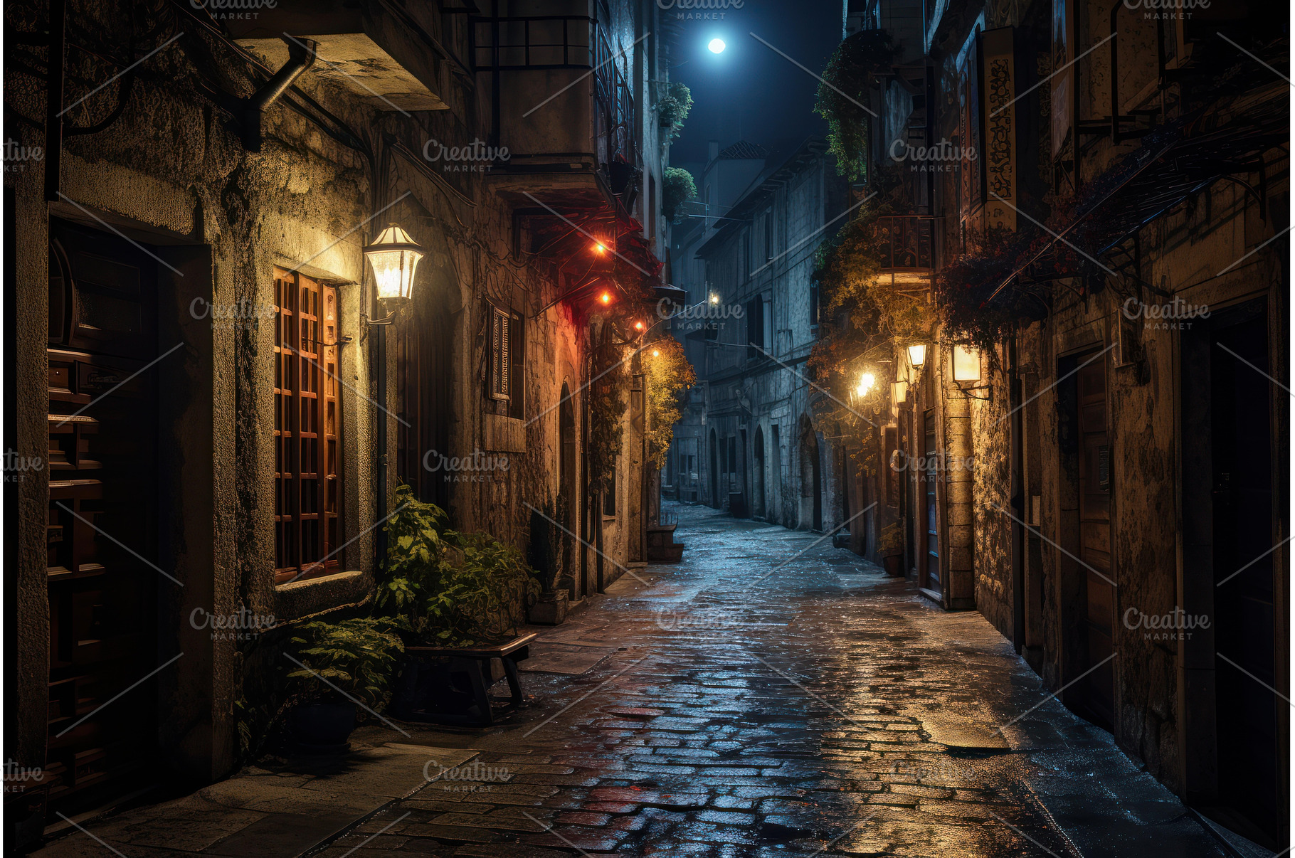 Silent Night arrow alley. Generate, an Architecture Photo by Ylivdesign
