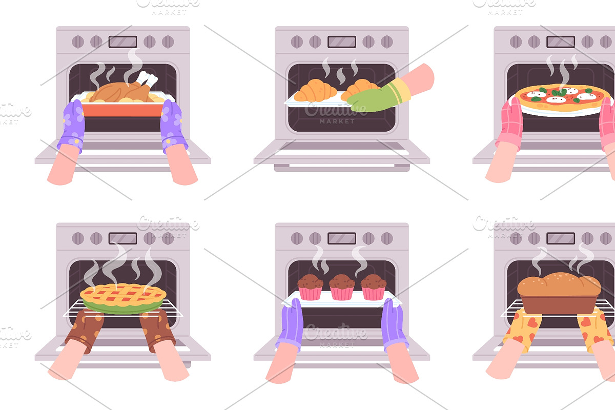 Hands cooking in gloves. Chefs take, a Food Illustration by LadadikArt (Photo 3 of 3)