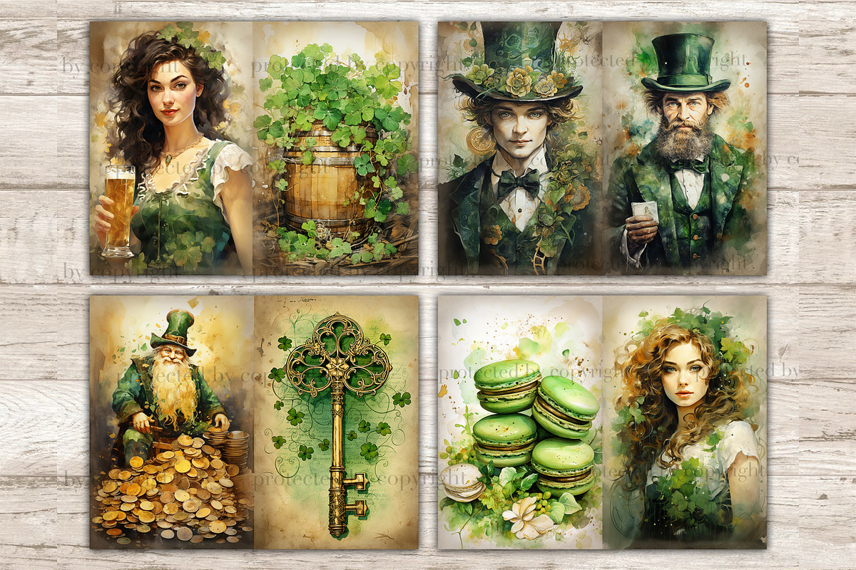 St. Patrick's Day Junk Journal Paper, a Seasonal Illustration by GlamArtZhanna (Photo 5 of 10)