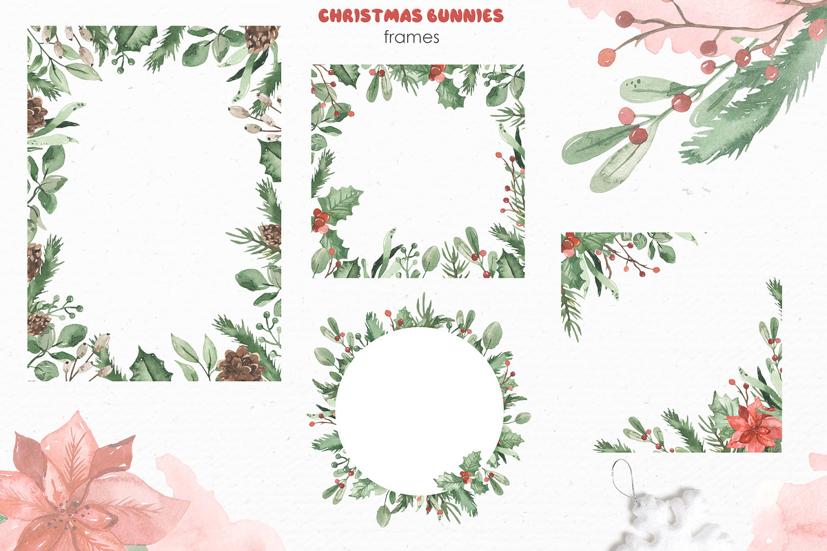 Christmas bunnies watercolor, an Animal Illustration by Marina Ermakova (Photo 7 of 13)