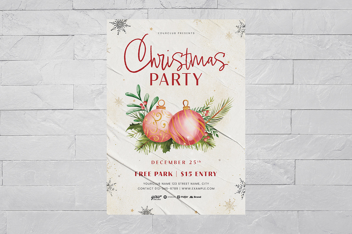 Festive Christmas Party Template, a Flyer Template by BrandPacks (Photo 4 of 4)
