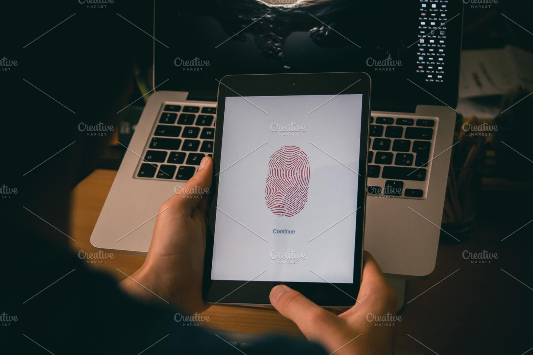 Finger print scan on tablet, a Technology Photo by rtyc