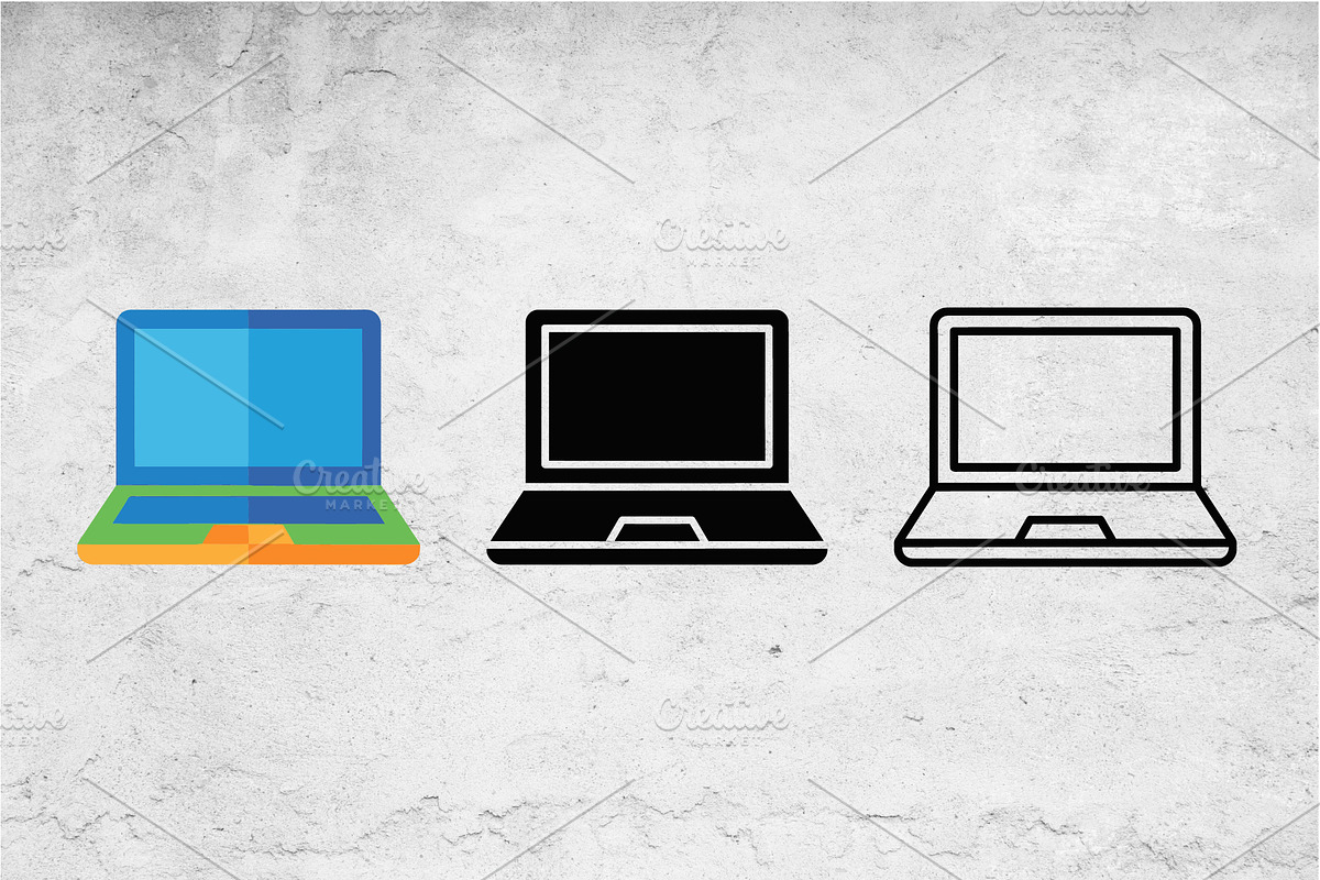 Laptop Computer Icons Flat Glyph, an Outline Icon by Artonix (Photo 2 of 2)