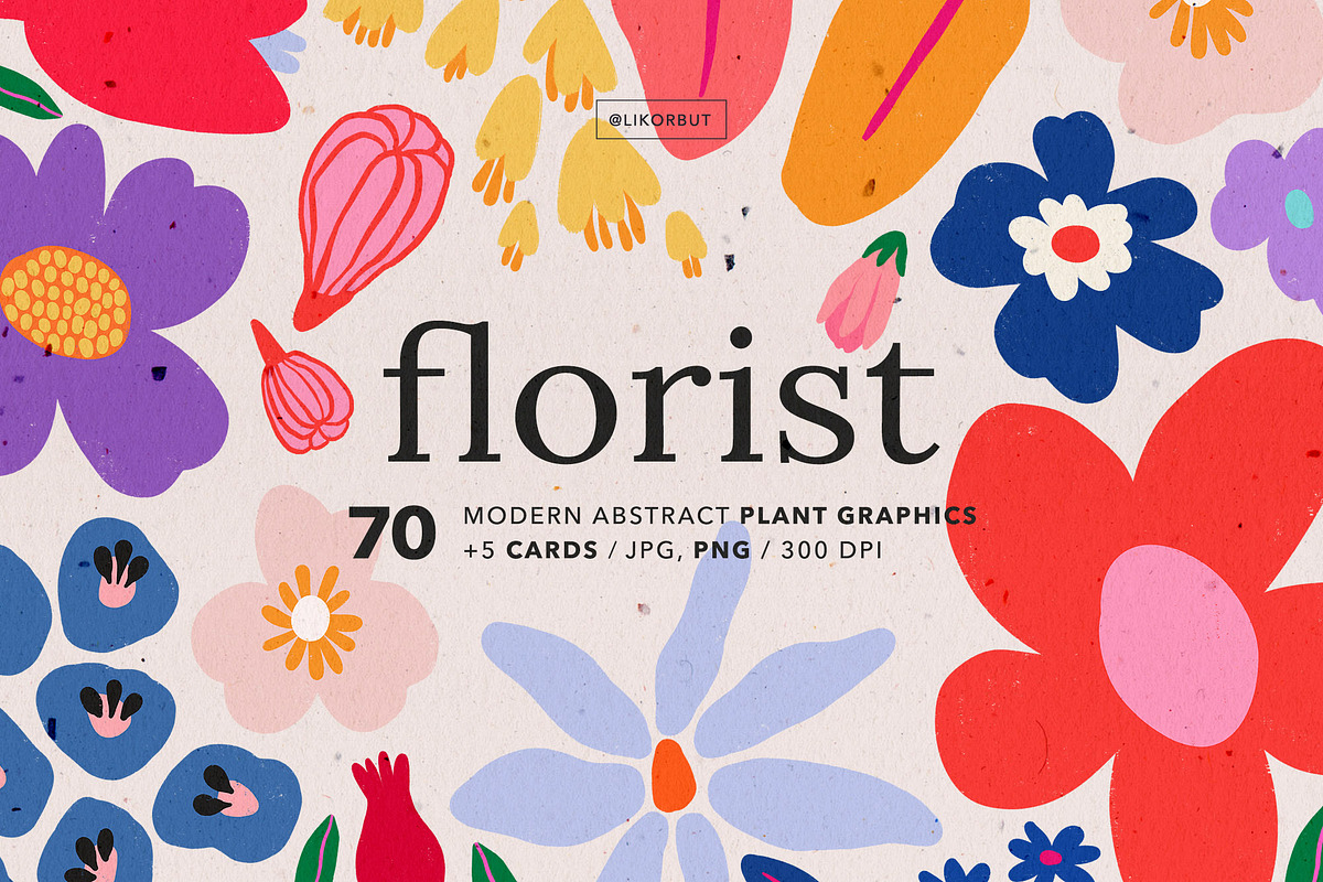 Abstract Modern Flowers Graphics, an Illustration by likorbut (Photo 1 of 7)