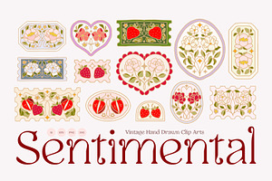 SENTIMENTAL Vintage Floral Logo Set