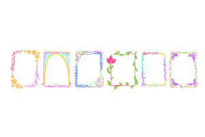 Colorful kid drawn frame borders, an Illustration by art PVP - market