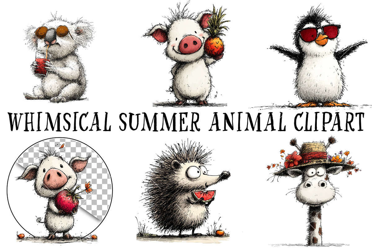 Whimsical Summer Animal Clipart, an Illustration by OK Design (Photo 2 of 6)