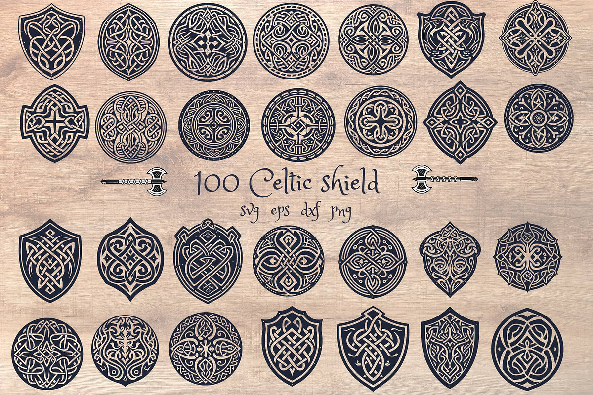 100 celtic knot viking shield, a Decorative Illustration by TaKong Magics (Photo 1 of 5)