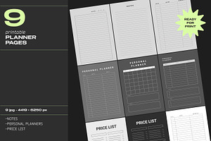 9 Printable Planner Pages, a Flyer Template by Art's and patterns