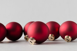 Red matte Christmas balls, a Holiday Photo by Shablon